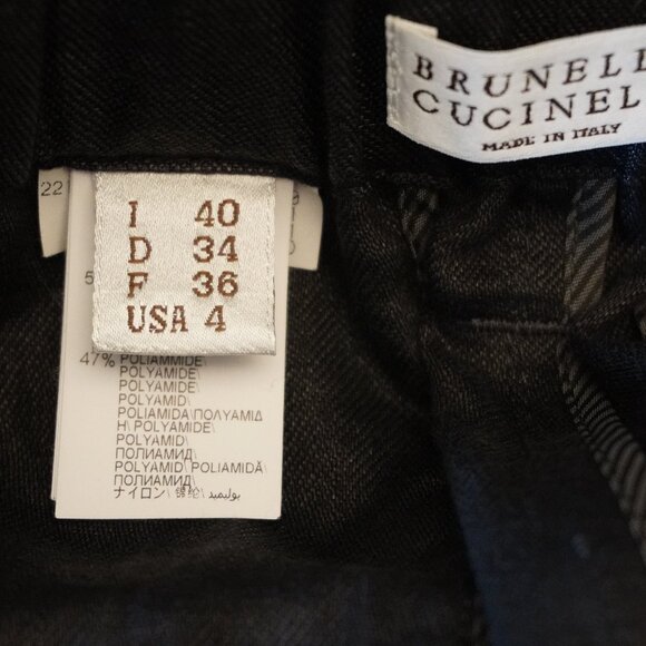 Brunello Cucinelli Linen Pants Black Elastic Waist Pull On Relaxed Luxury Size 4 - Picture 7 of 9